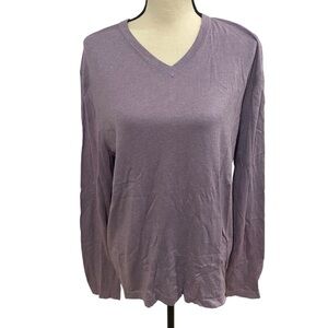 Banana Republic Light Weight Luxury Blend V-Neck Purple Sweater Flawed Size L